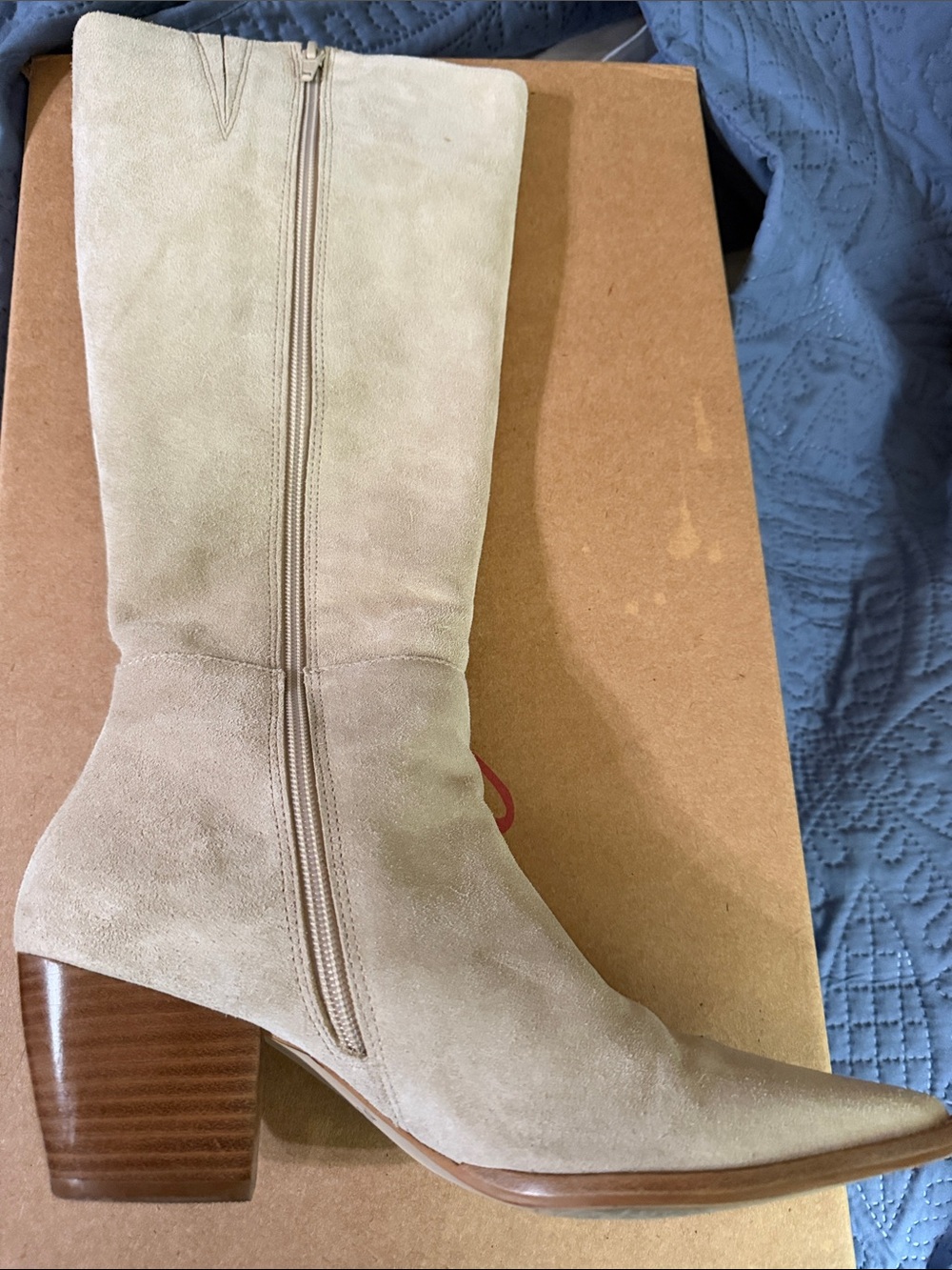 Matisse Oat Suede Knee Pointed-Toe Suede Boots - Picture 2 of 10